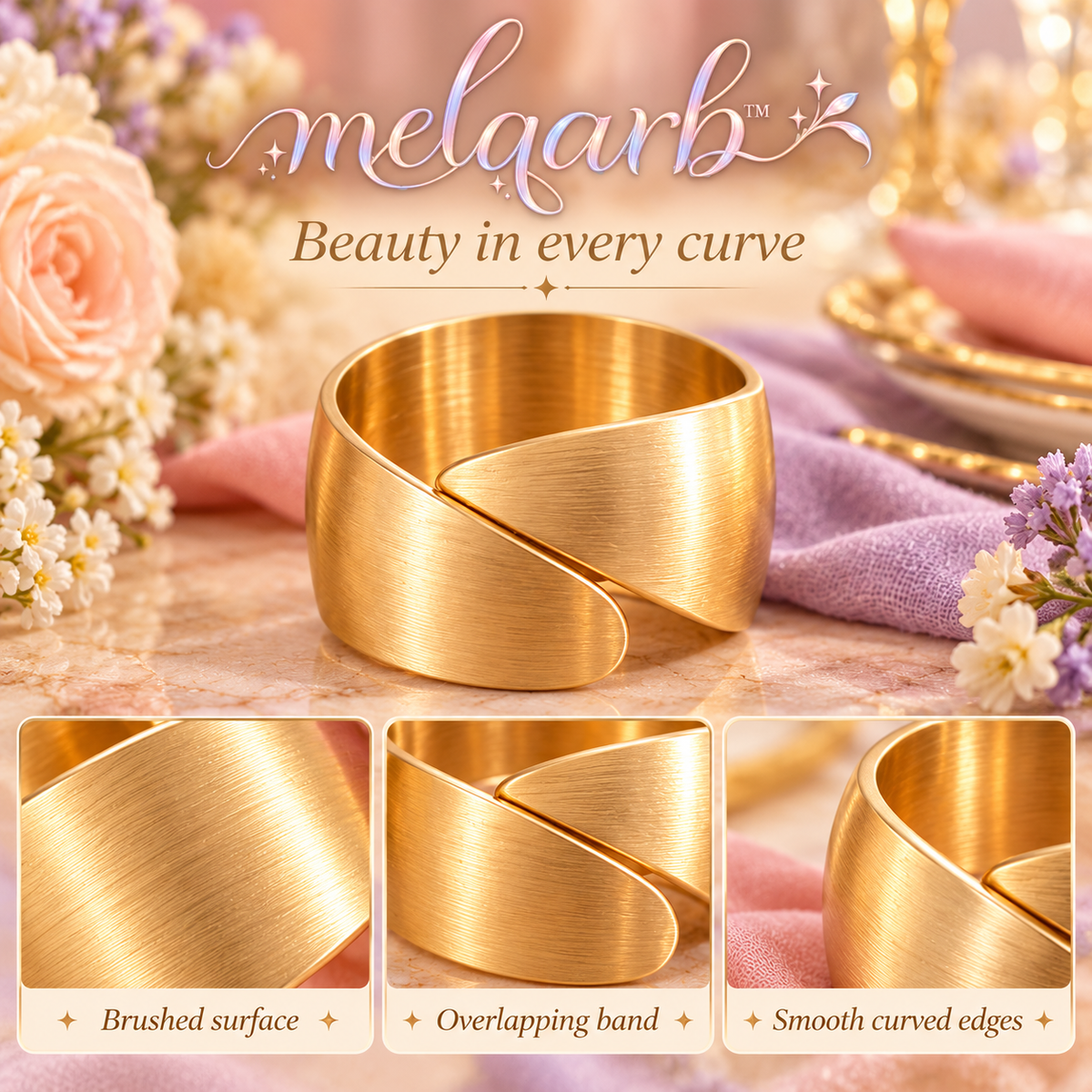 melqarb™ OpenArc Metal Napkin Rings, Set of 12, 1.6 in. Opening, Gold-Tone or Silver-Tone Wedding Table Accessories